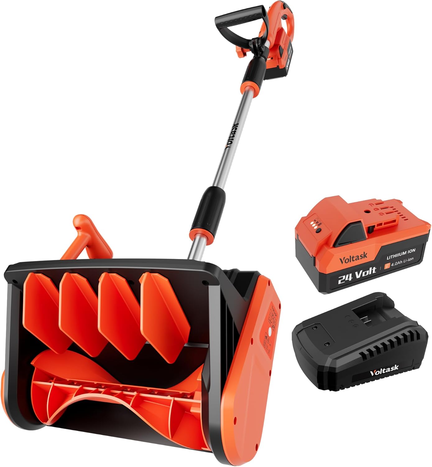 24V | 13-Inch | 4-Ah Cordless Snow Shovel/Blower with Directional Plate & Adjustable Front Handle (4-Ah Battery & Quick Charger Included)