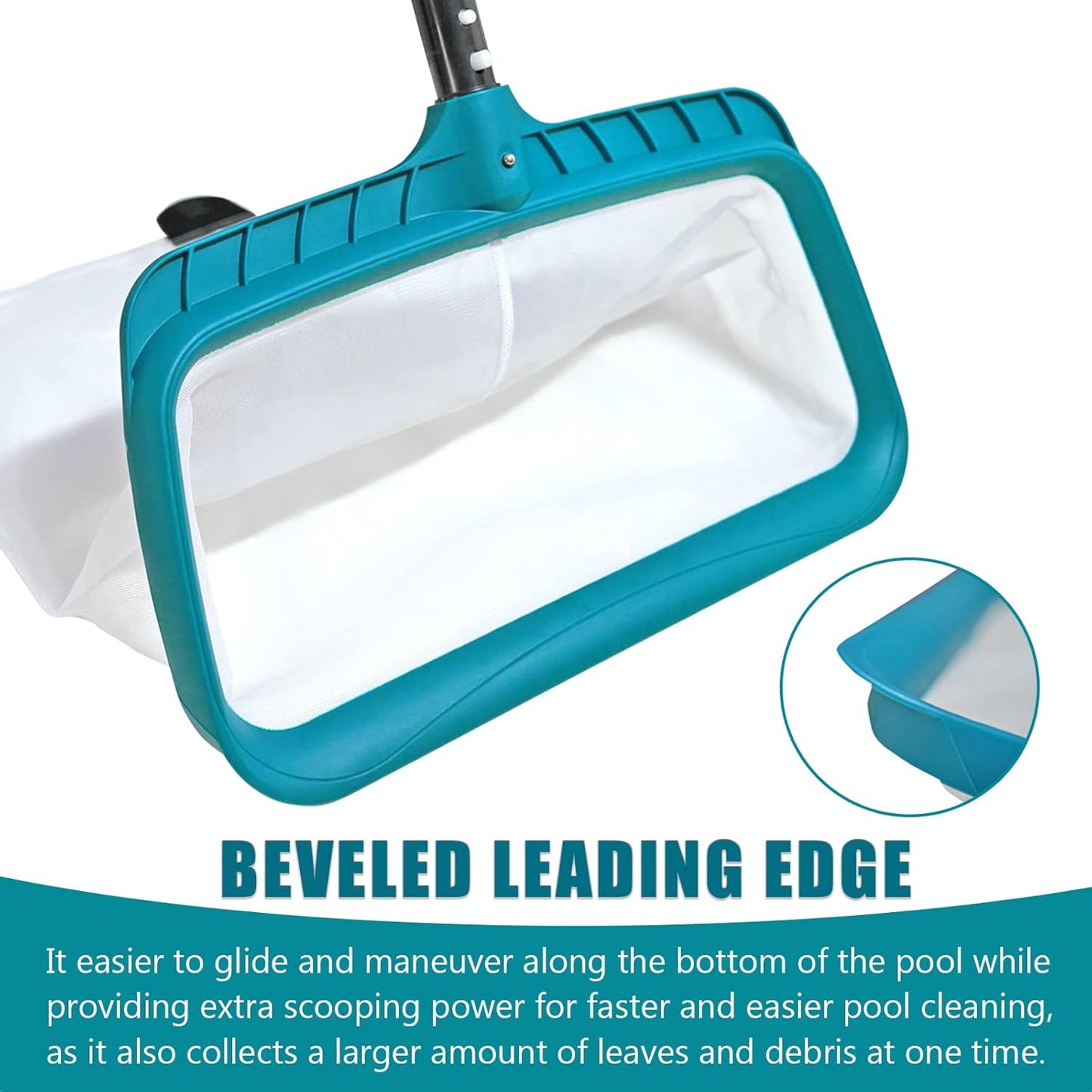 Heavy-Duty Pool Skimmer Net with Deep Nylon Mesh Bag