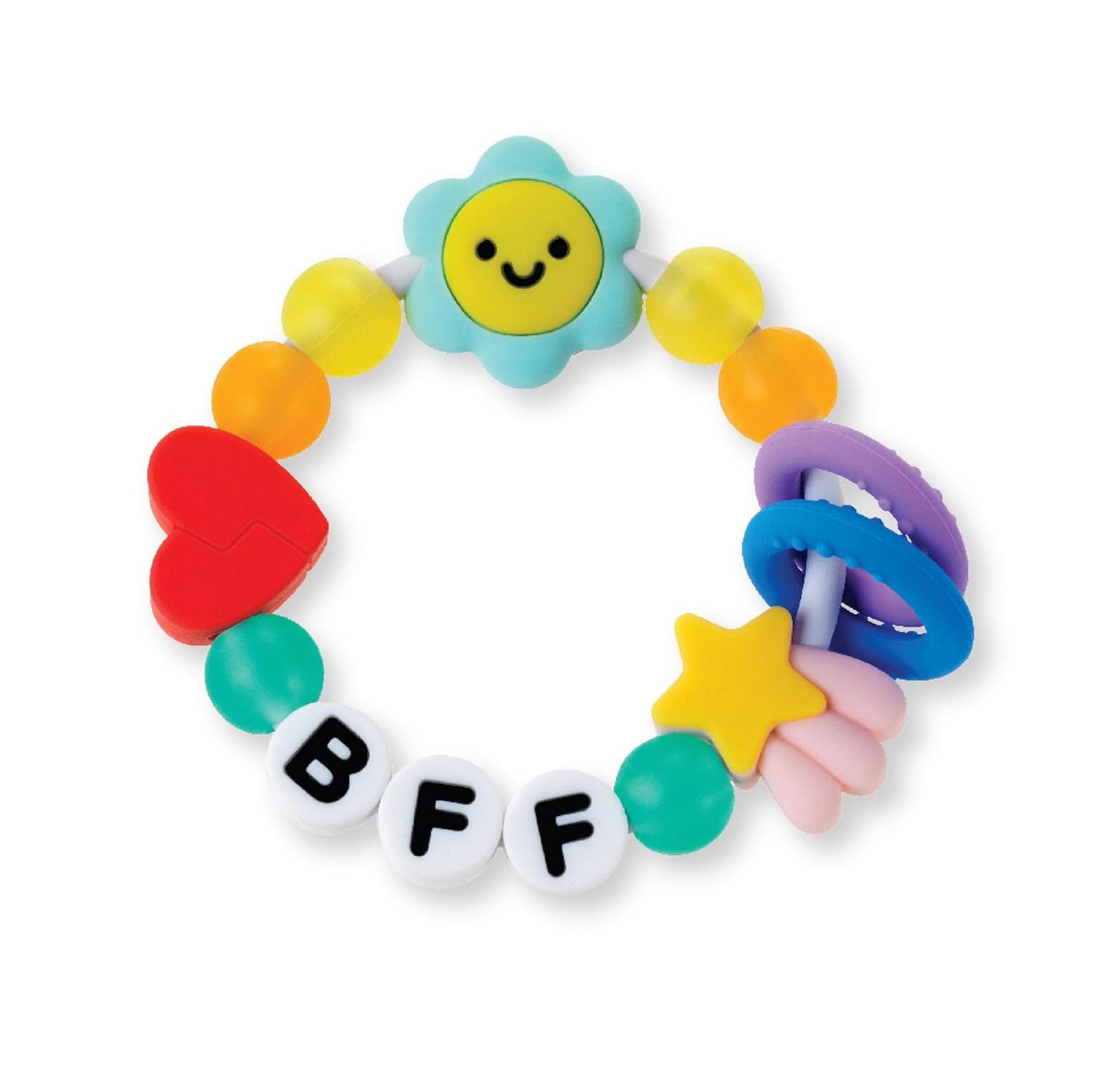BFF Friendship Baby Teether – Soft Silicone Easy-Grip Teething Toy with Textures