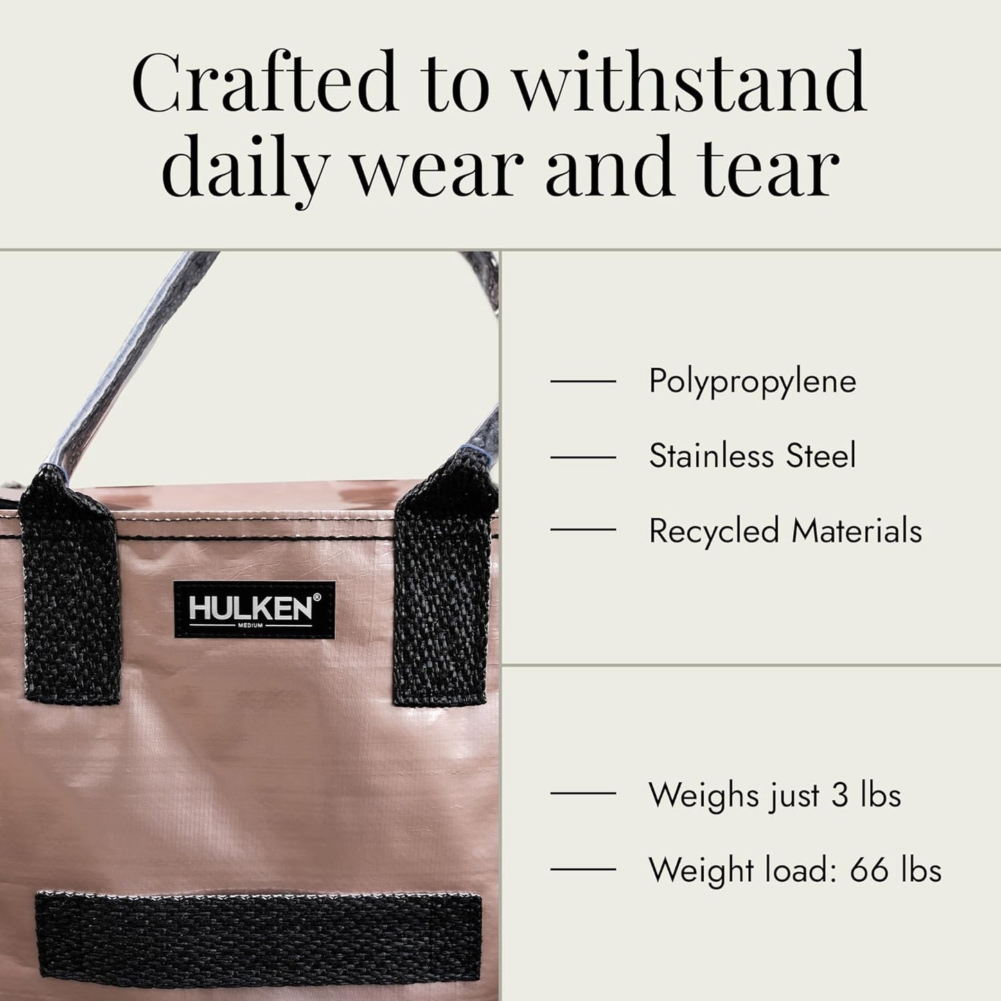 Rolling Grocery Bag: Lightweight, Zippered, 66 lb Capacity, Folds Flat, Unbreakable Handles