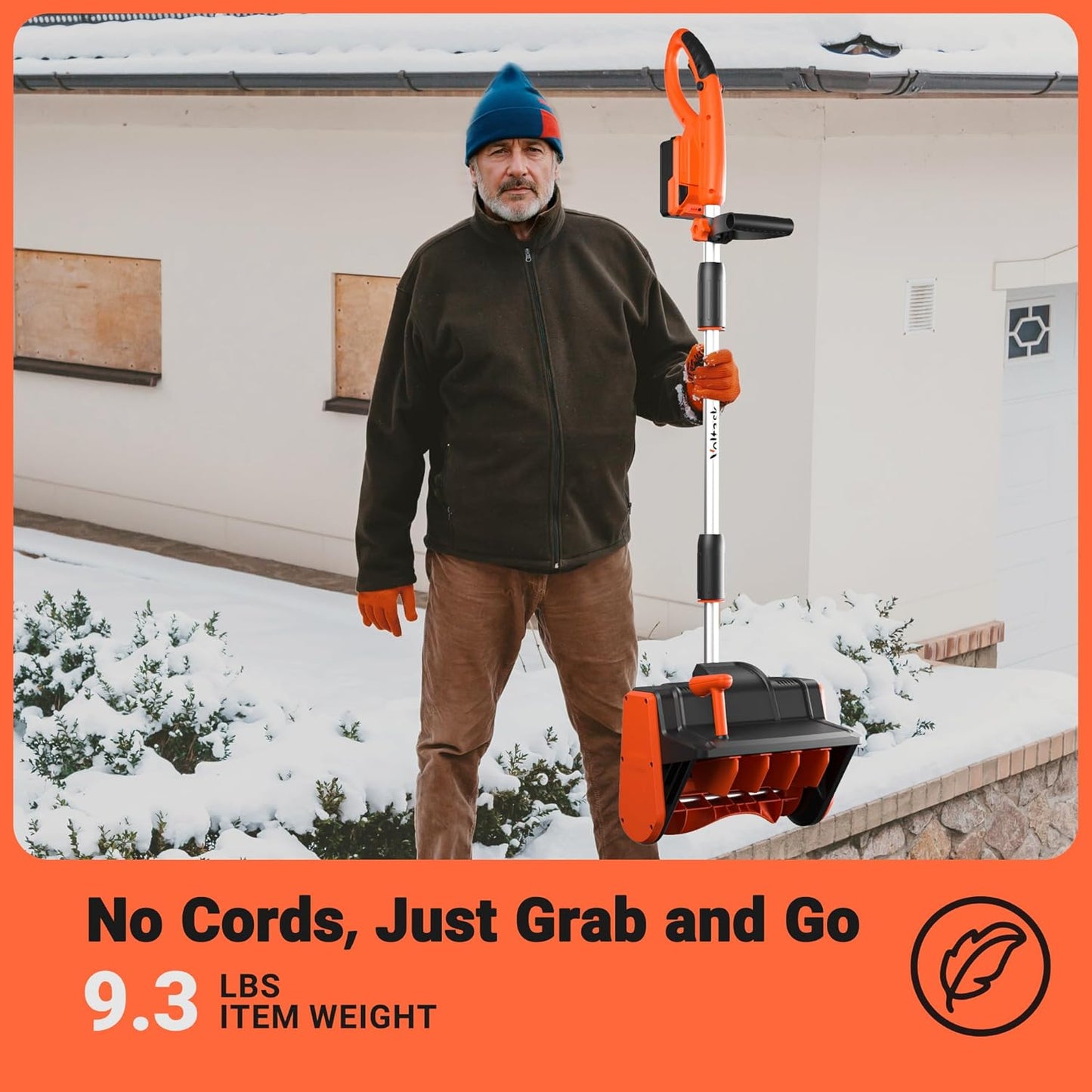 24V | 13-Inch | 4-Ah Cordless Snow Shovel/Blower with Directional Plate & Adjustable Front Handle (4-Ah Battery & Quick Charger Included)