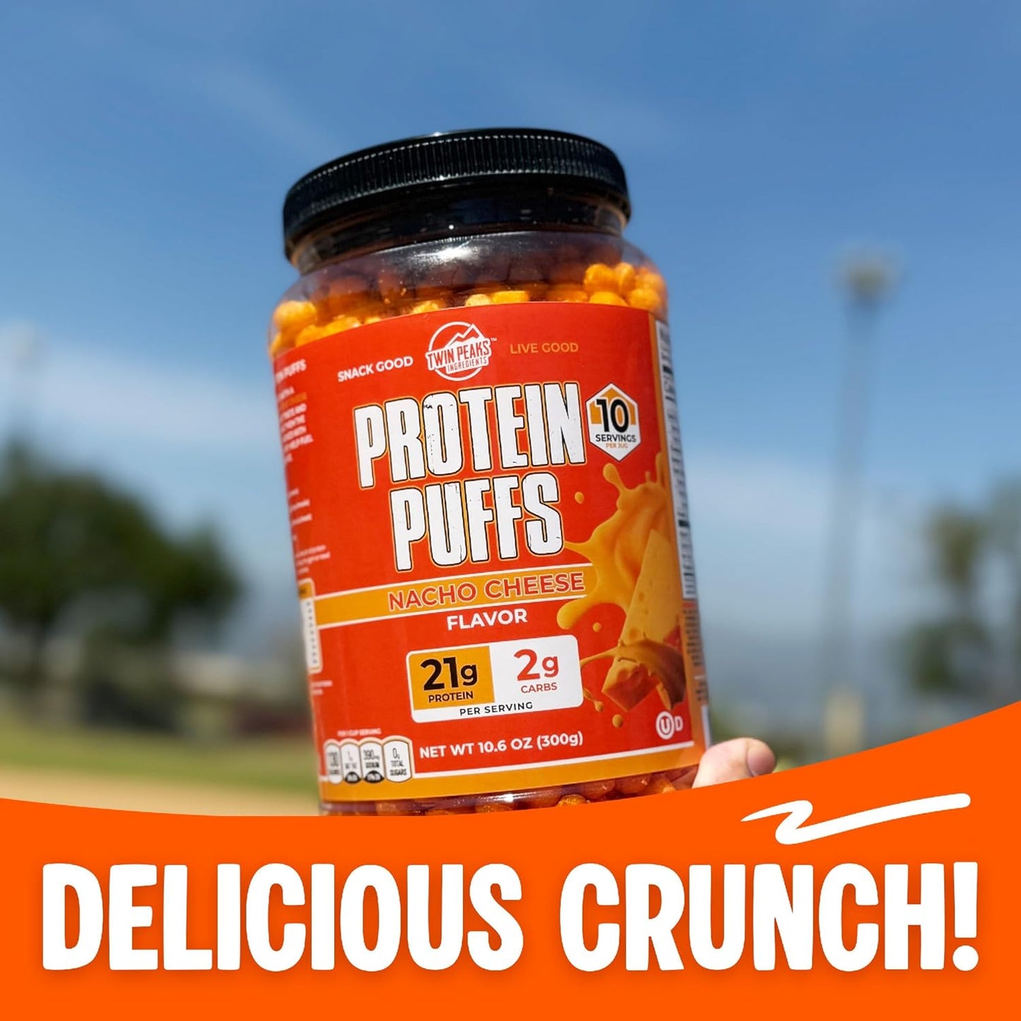 Nacho Cheese Protein Puffs – Keto Friendly, Low Carb Crunchy Snack – 21g Protein, 2g Net Carbs (300g)