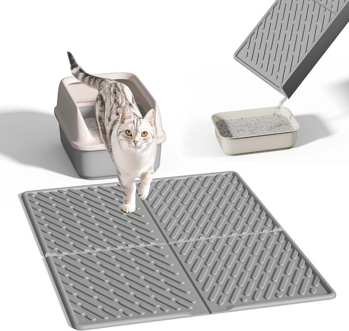 Cat Litter Box Mat - Scratch-Resistant, Easy to Clean, Soft on Paws, Waterproof & Urine-Proof