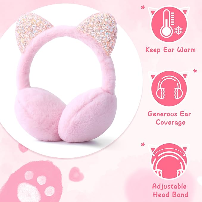 6-Piece Kids Winter Accessories Set – Ear Muffs, Scarves & Gloves (Pink & Purple)
