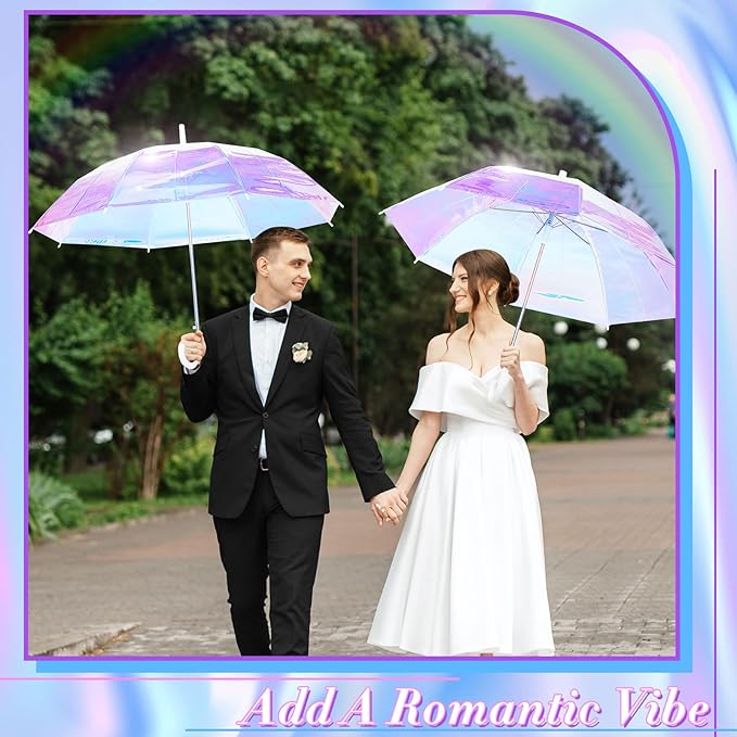 Iridescent Holographic Automatic Umbrella for Women (2-Pack)