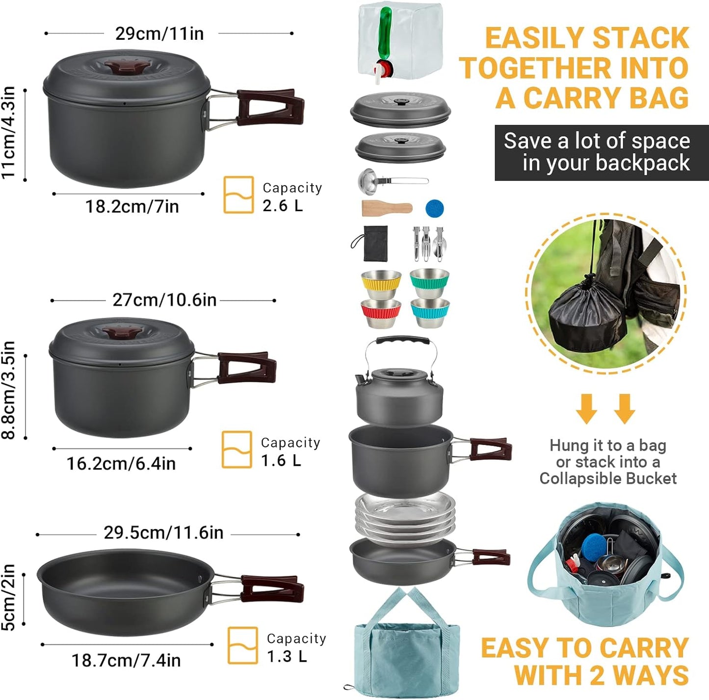 Lightweight Camping Cookware Set for Family Hiking and Picnics