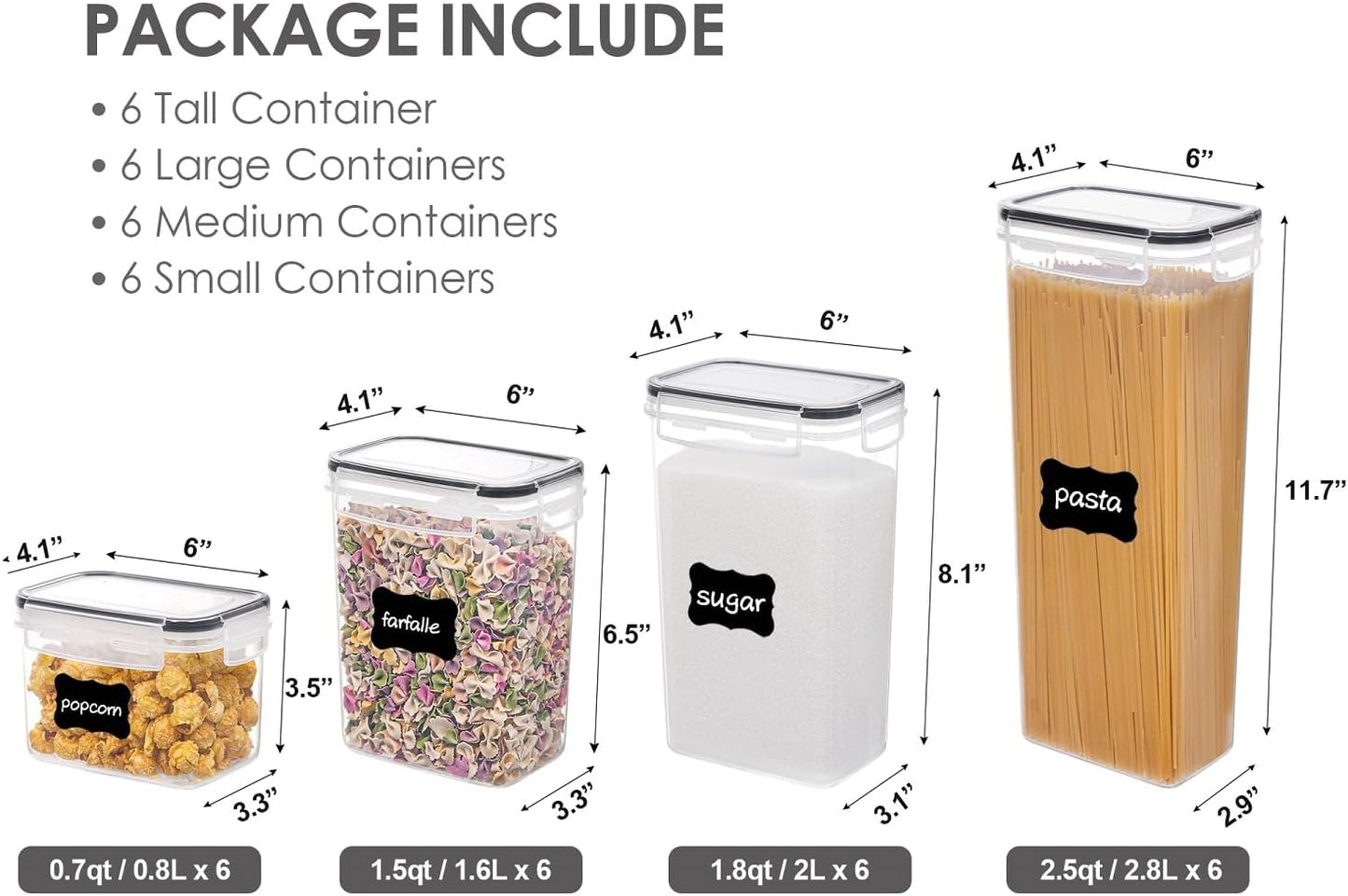 24-Piece Airtight Plastic Food Storage Container Set with Lids for Kitchen and Pantry Organization