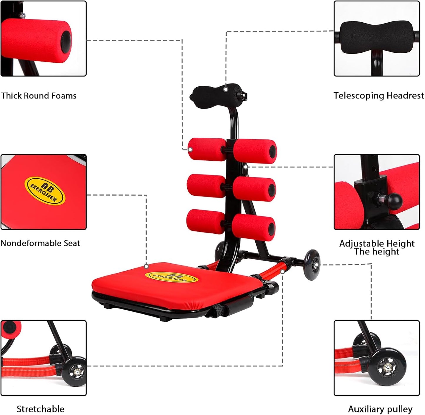 Foldable Ab Machine - Sit-Up Bench & Core Trainer for Portable Ab Workouts