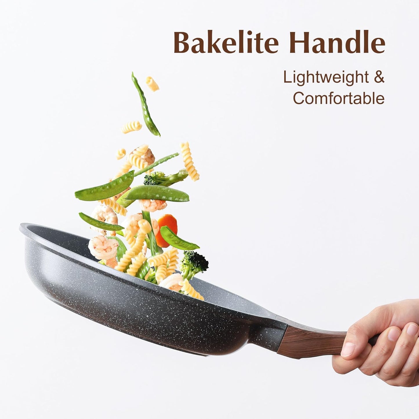 9.5-Inch Nonstick Frying Pan with Swiss Granite Coating | Healthy Stone Cookware, PFOA Free