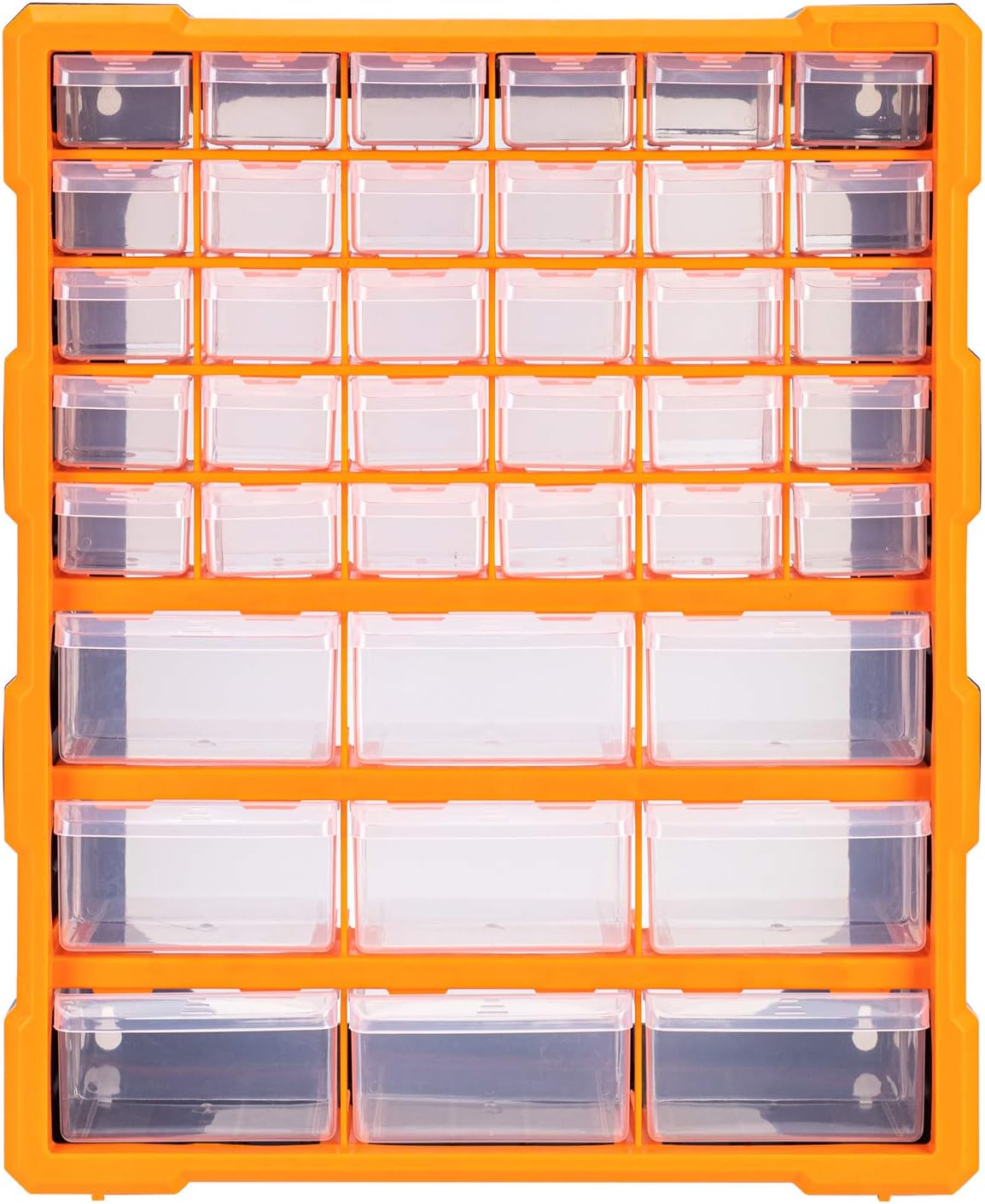 39-Drawer Wall-Mounted Craft Storage Cabinet Organizer in Black and Orange