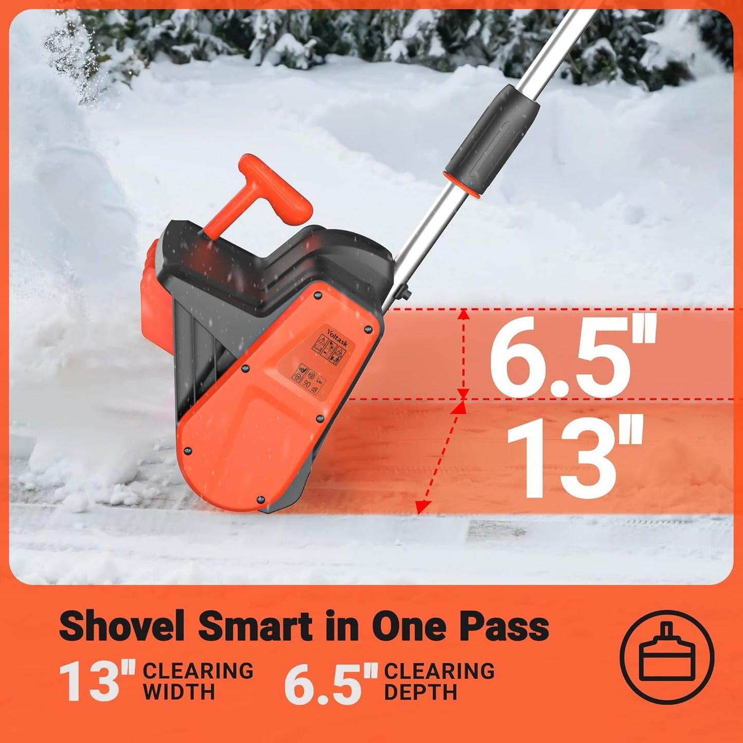 24V | 13-Inch | 4-Ah Cordless Snow Shovel/Blower with Directional Plate & Adjustable Front Handle (4-Ah Battery & Quick Charger Included)