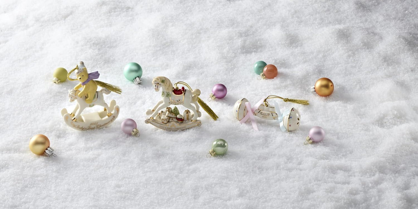 2025 Winnie the Pooh Baby’s 1st Christmas Ornament - Porcelain with Gold Accents