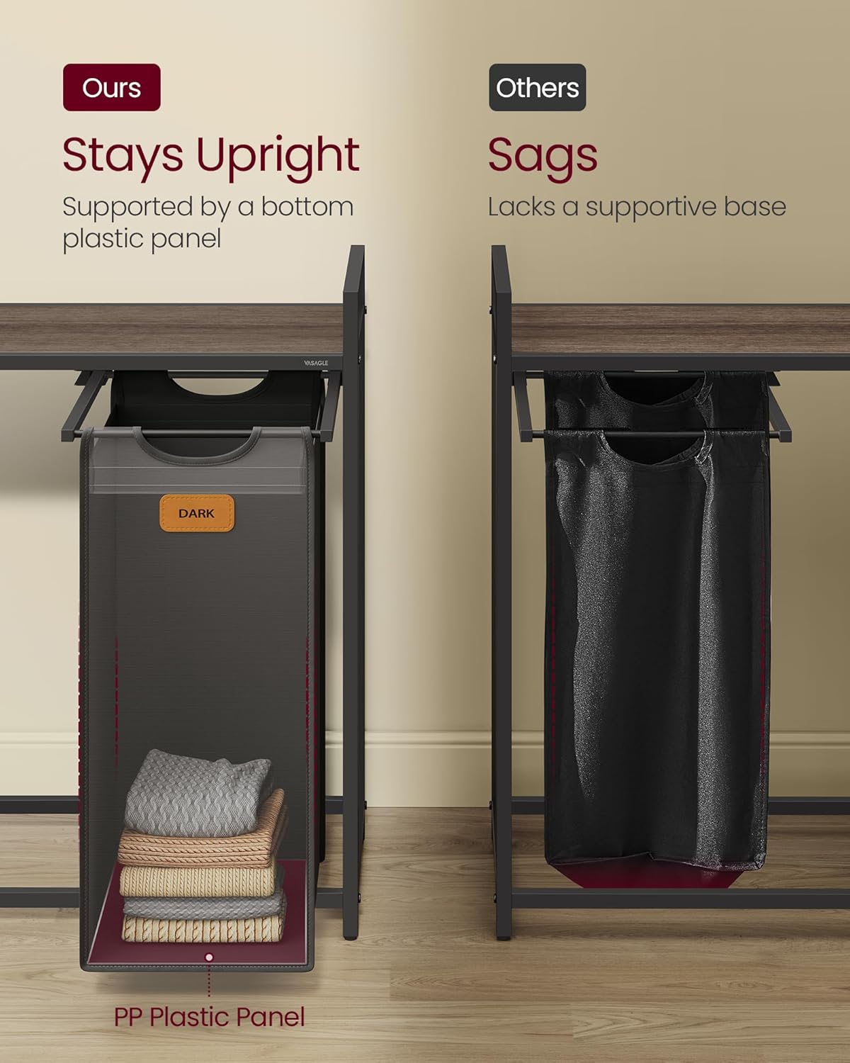 Laundry Hamper and Sorter: Rolling Cart with Shelves and Liners