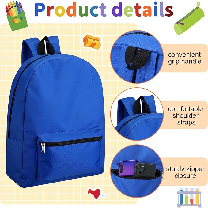 12-Pack 17" Backpacks with 144 School Supplies Kits for All Grades