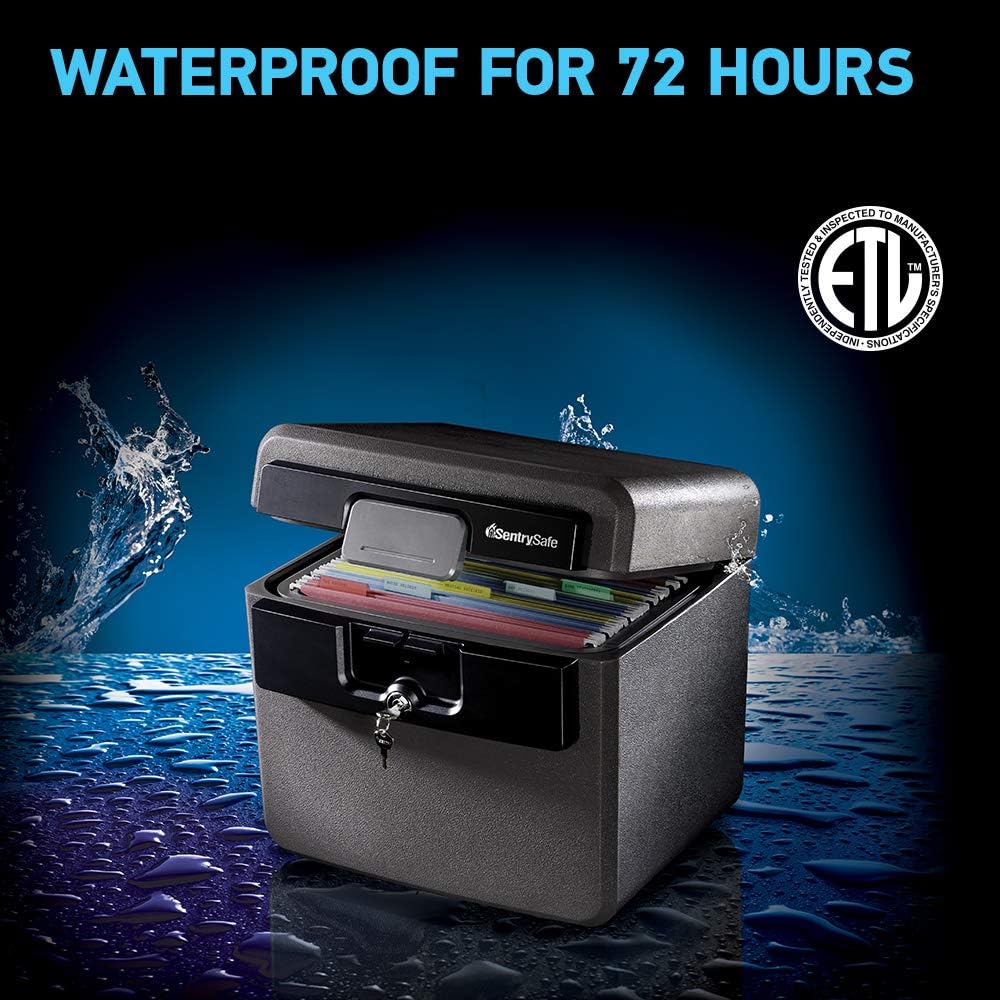 Black Fireproof & Waterproof Safe: Key-Locked File Folder and Document Storage