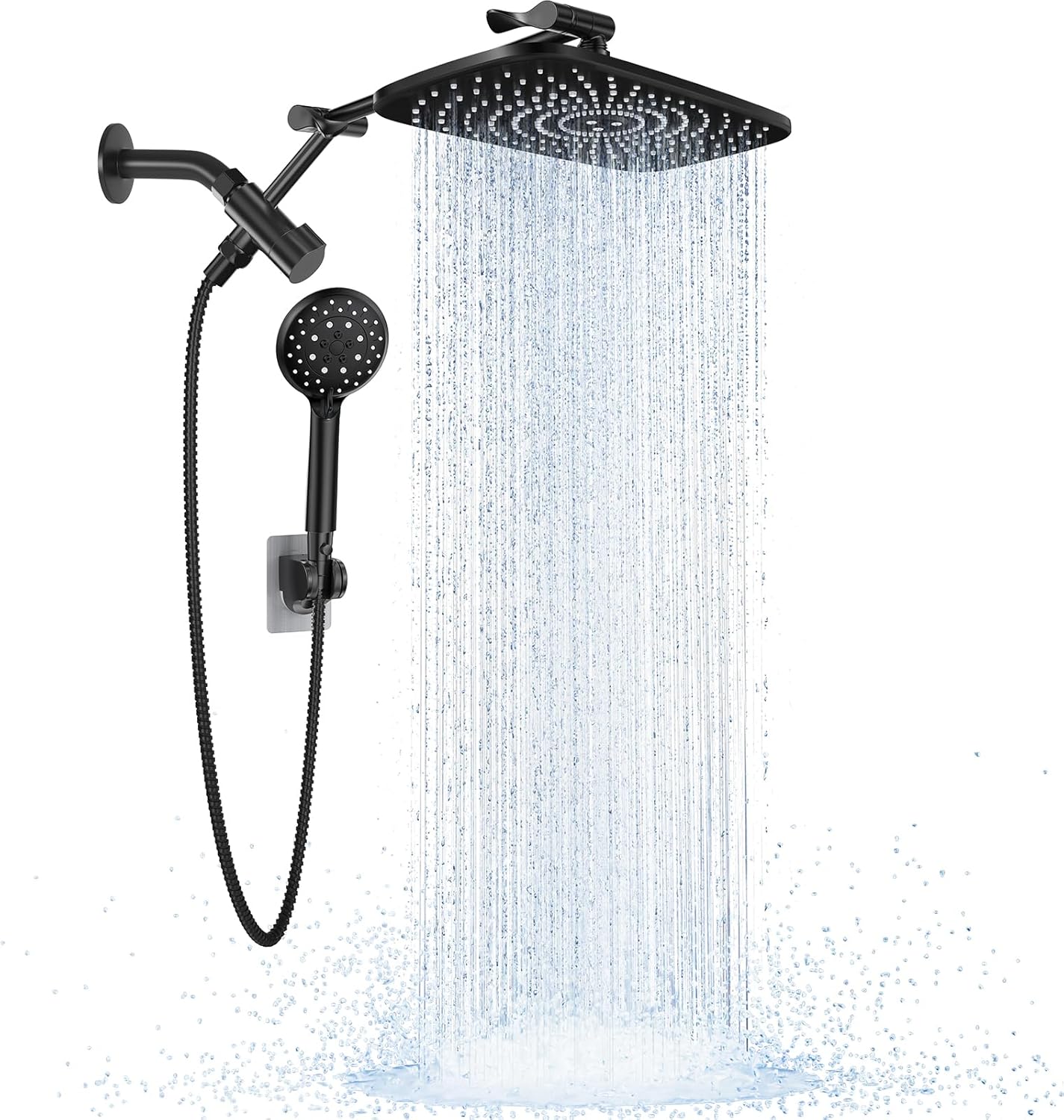 6-Mode Wide Rain Shower Head – High Pressure Handheld Shower Combo with Adjustable Arm and Anti-Clog Design