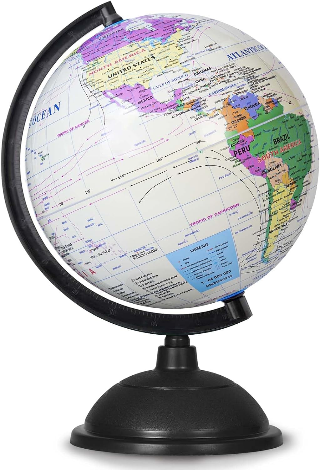 8-Inch World Globe with Stand for Kids' Education and Decor