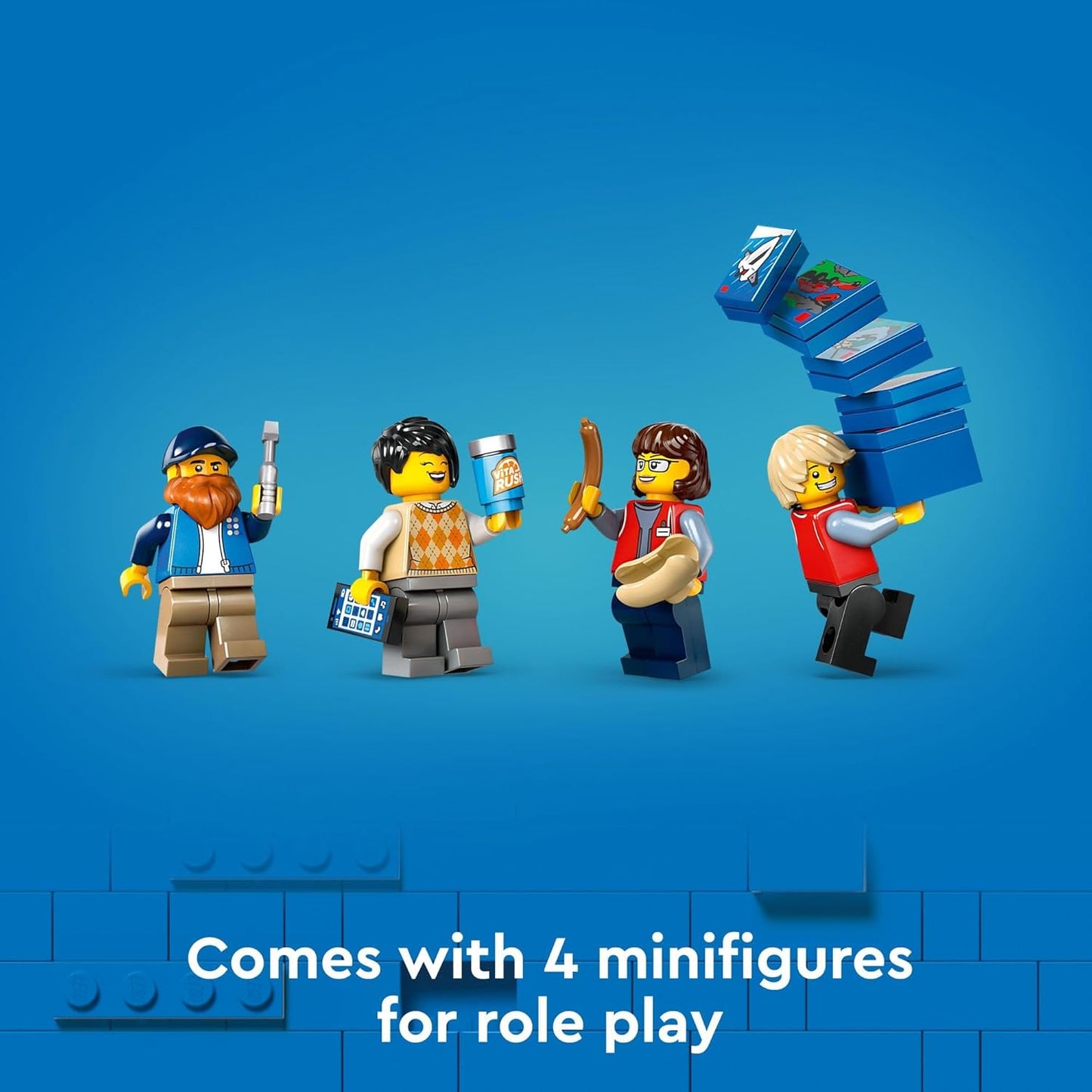 Yellow Delivery Truck Playset with Semitruck, Forklift, and 4 Minifigures - Great Birthday Gift for Kids
