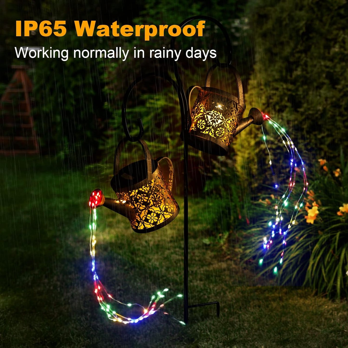 Solar Watering Can Lights Outdoor with 8 Multi-Color Changing Modes