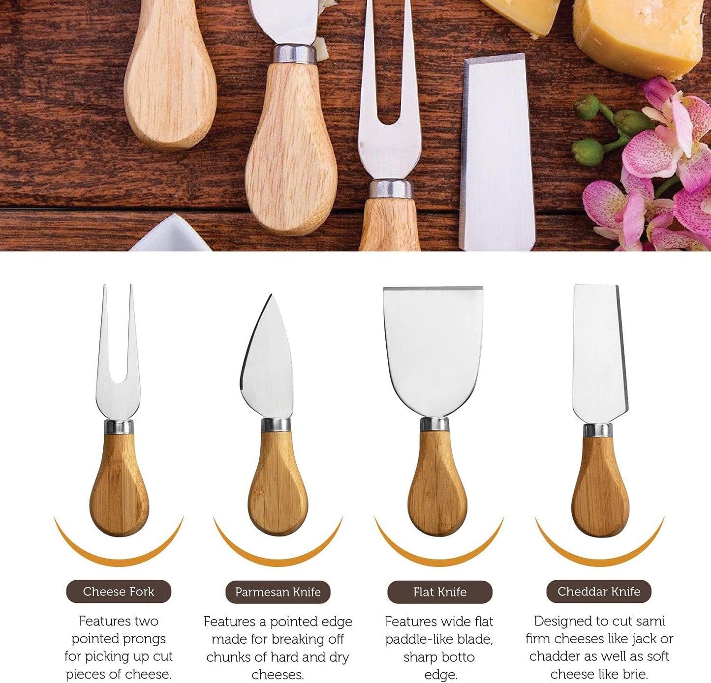 Bamboo Cheese Board & Knife Set – Gift-Ready Set for Any Occasion