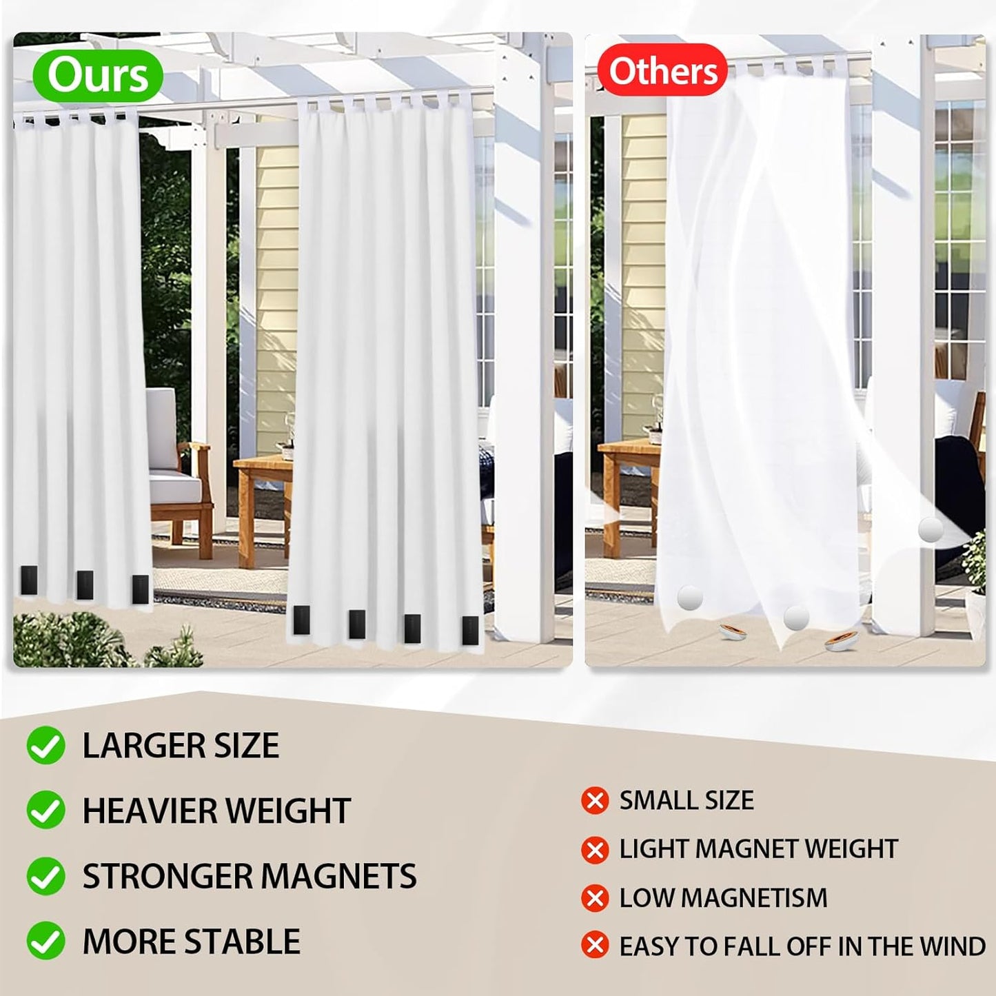 24 Pcs Outdoor Curtain Weights, for Heavy Wind, Outside Curtain, Patio, Mosquito, Cabana, Gazebo, Flags