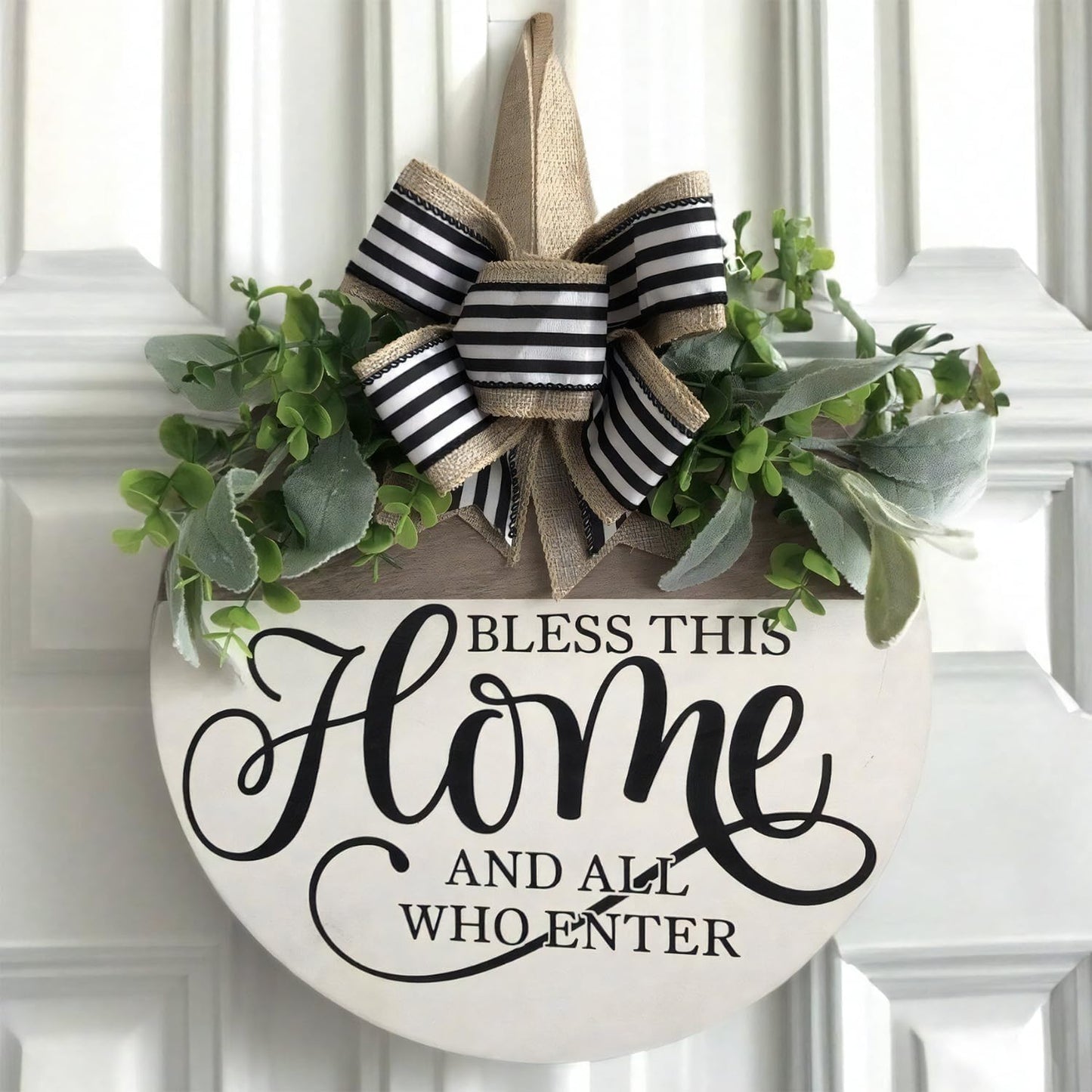 Rustic Round Wood Welcome Sign – Front Door & Porch Wall Décor for All Seasons