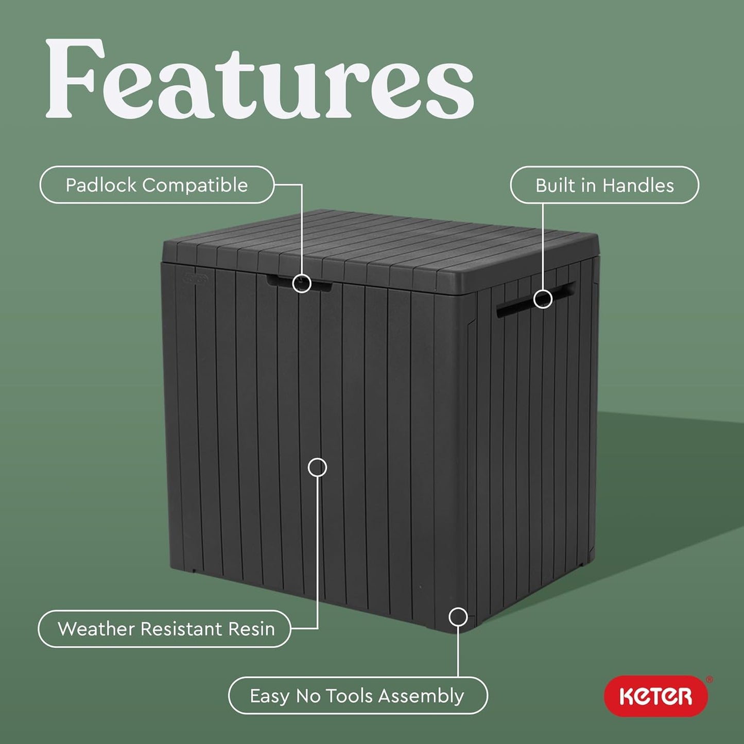 30-Gallon Resin Outdoor Storage Box and Patio Furniture Side Table