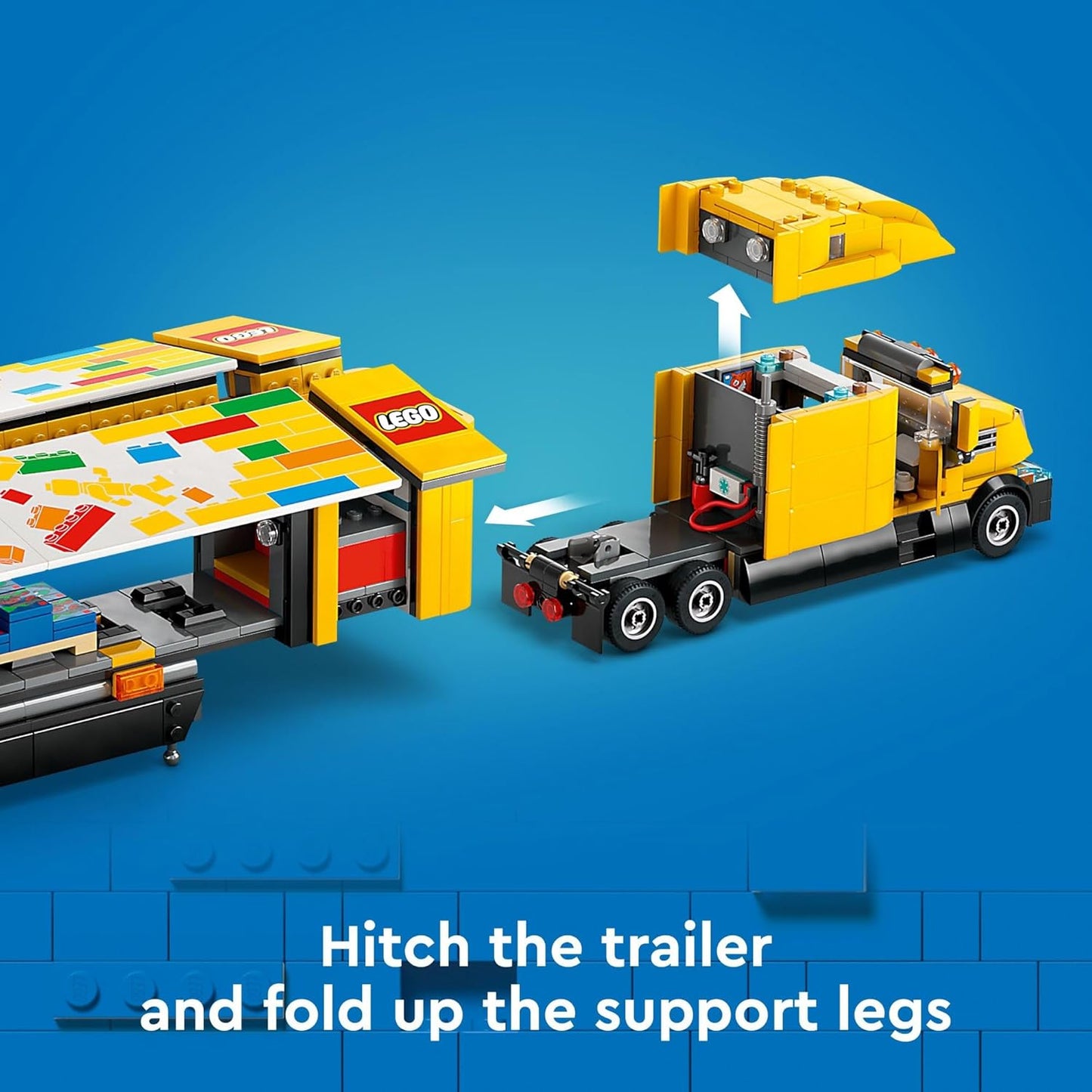 Yellow Delivery Truck Playset with Semitruck, Forklift, and 4 Minifigures - Great Birthday Gift for Kids