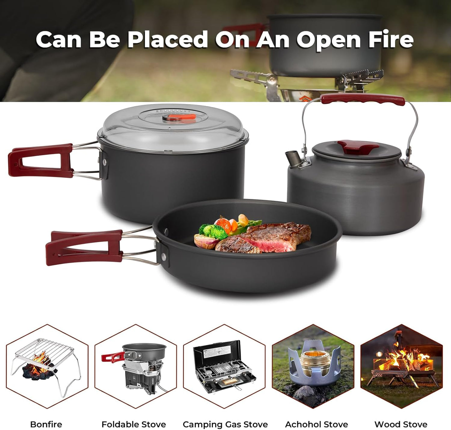 Lightweight Camping Cookware Set for Family Hiking and Picnics