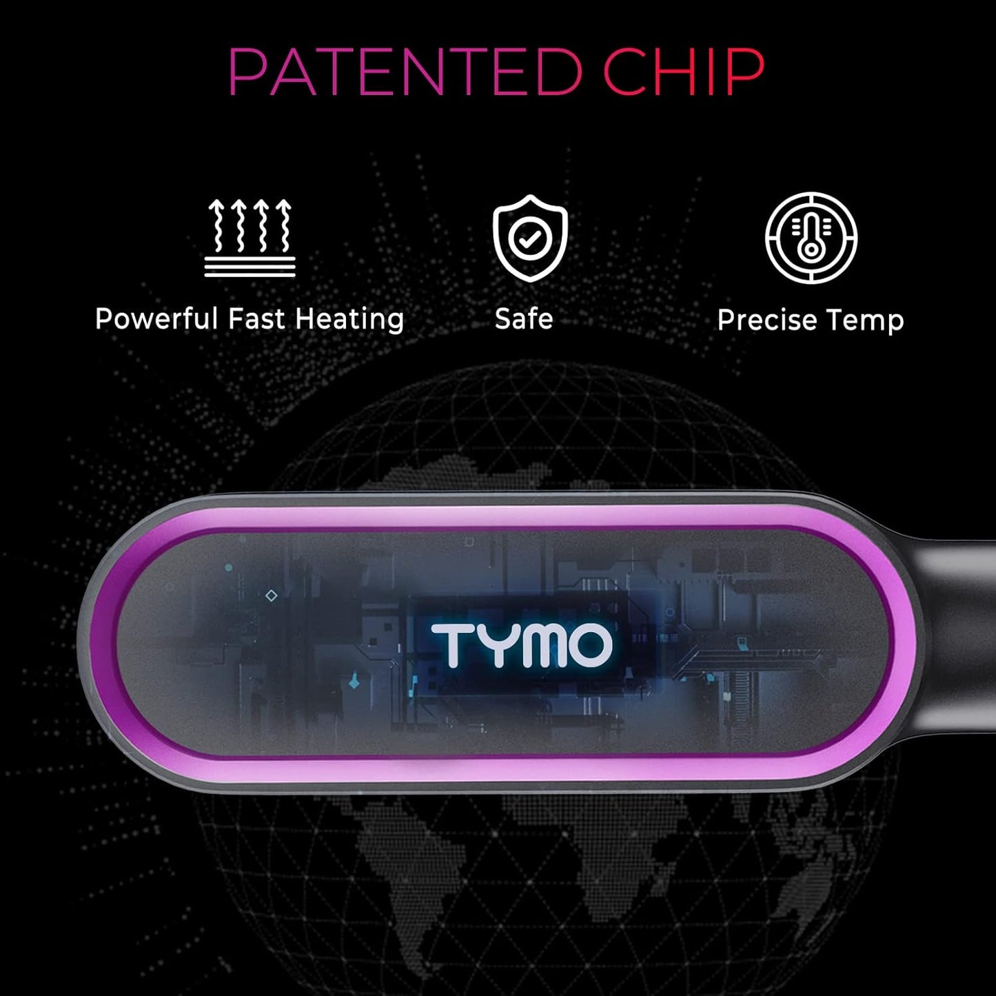 Hair Straightener Brush, with 5 Temps 20s Fast Heating & Dual Voltage for Women