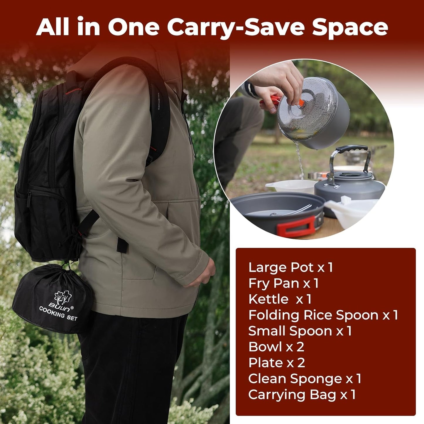 Lightweight Camping Cookware Set for Family Hiking and Picnics