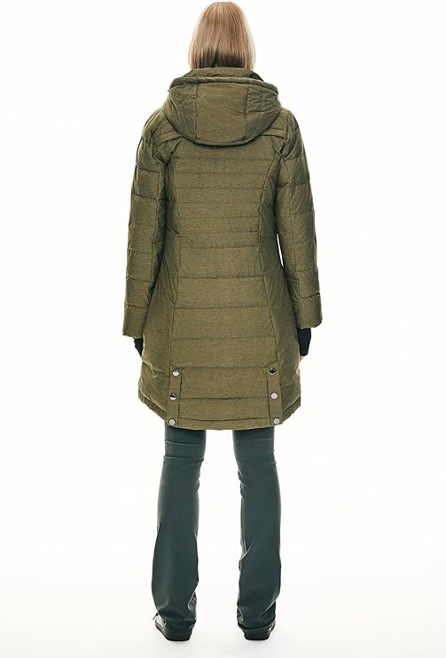 Women’s Long Winter Down Jacket – Warm Quilted Puffer Coat with Hood, Slim Fit