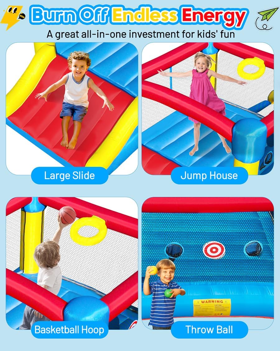 Children’s Inflatable Bounce House with Slide for Indoors and Outdoors