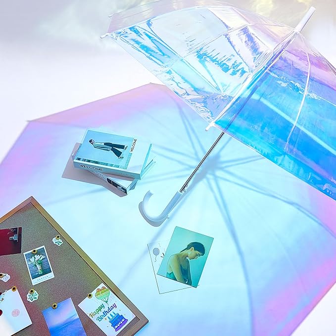 Iridescent Holographic Automatic Umbrella for Women (2-Pack)