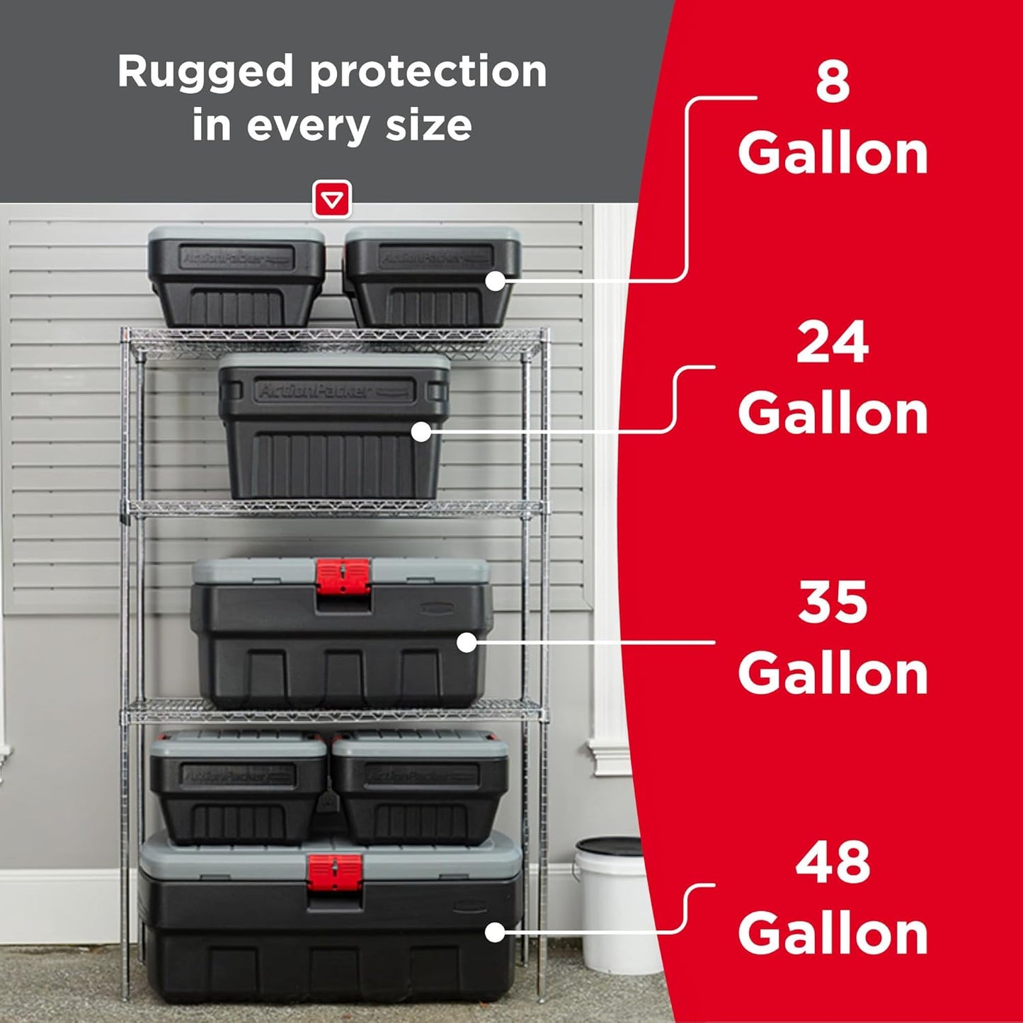 48-Gallon Black Action Packer Lockable Storage Box - Indoor/Outdoor Container