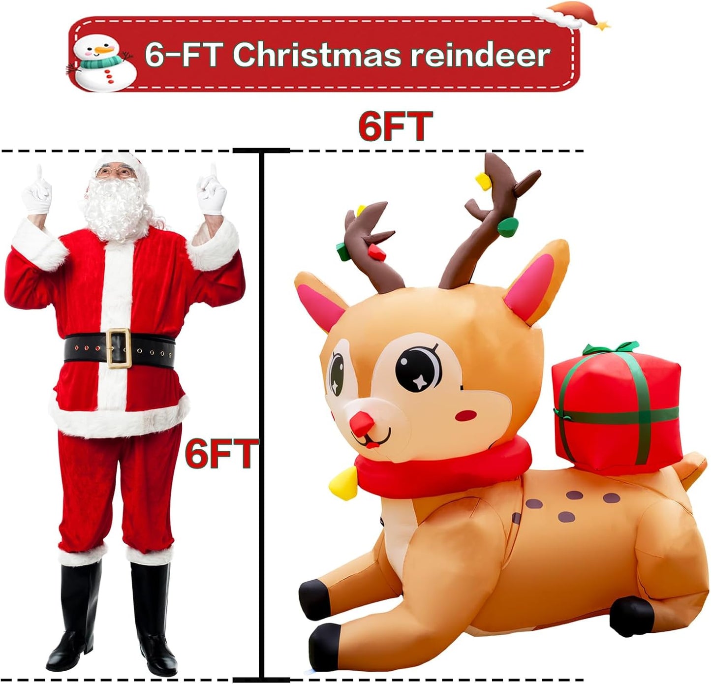 6FT Inflatable Christmas Elk Decoration with Built-in LEDs
