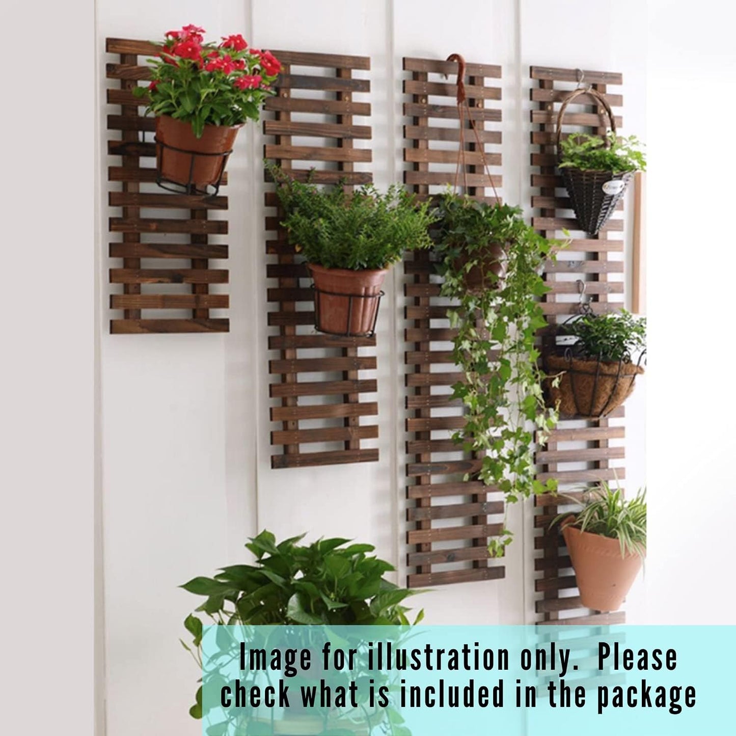 2 Pack, Wooden Hanging Large Planters for Indoor Outdoor Plants, Live Vertical Garden, Plant Wall Mount Flower Pot Holder Hanger Stand Green Herb Wall Decor 47.2" (120cm)