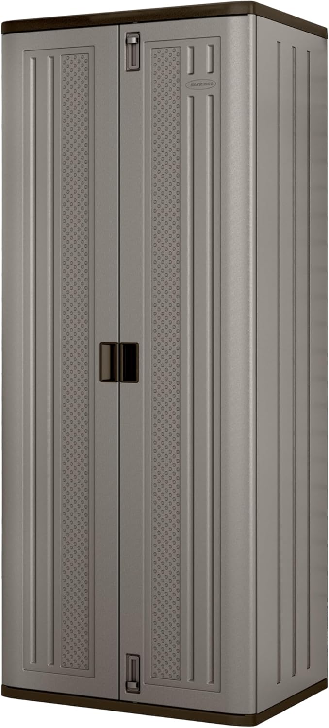 Platinum Resin Tall Storage Cabinet: Weather-Resistant, Lockable Utility Closet for Tools & Supplies