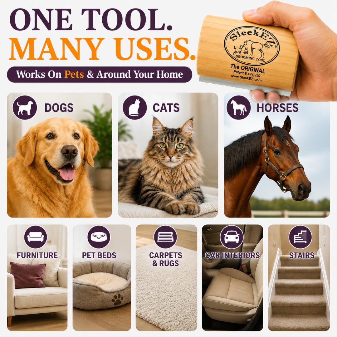Patented 5" Deshedding Dog Brush ā Pet Hair Remover for Short, Medium & Long Coats ā Made in USA