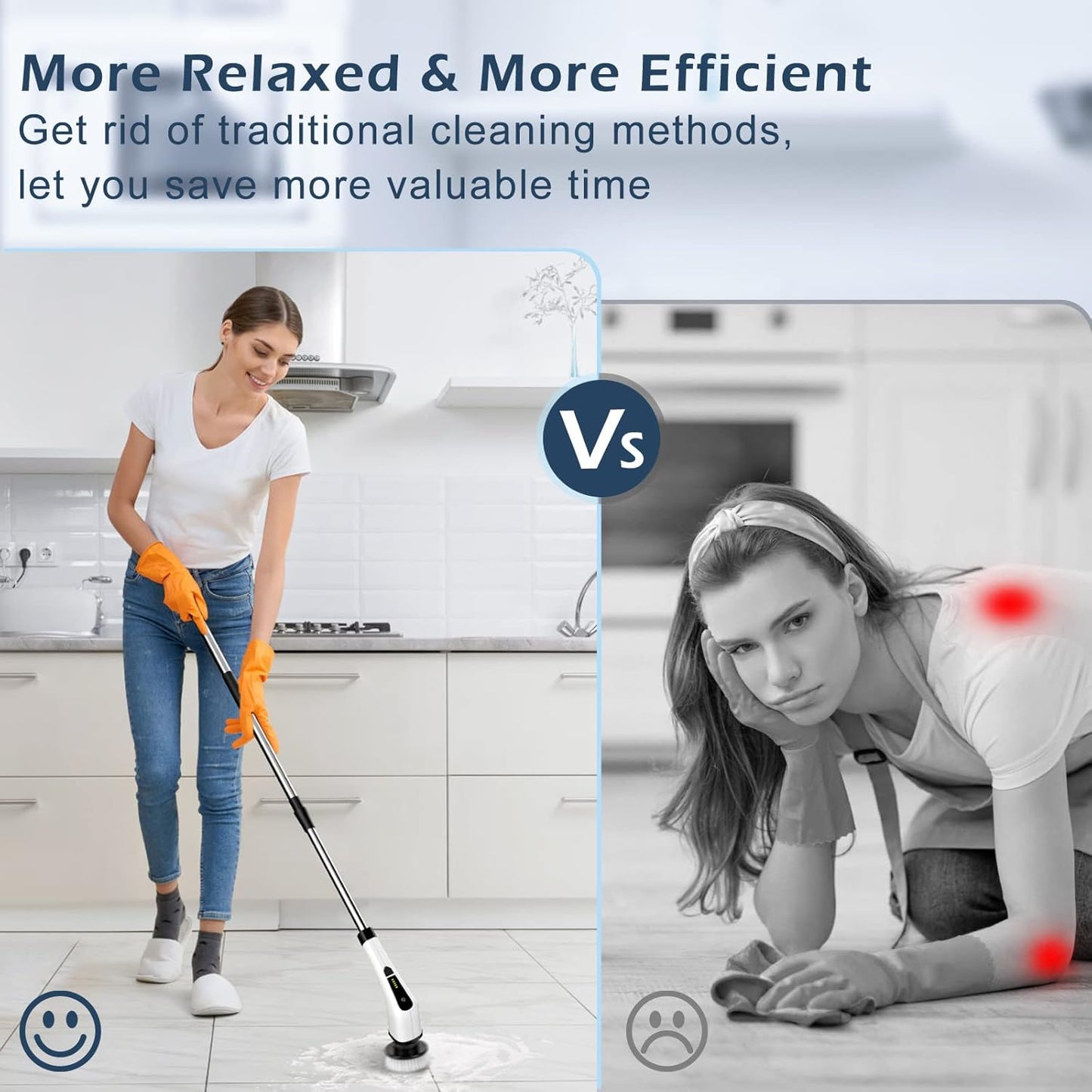 Cordless Electric Spin Scrubber with 8 Brush Heads – 90 Min Runtime, 3 Sizes, 2 Speeds