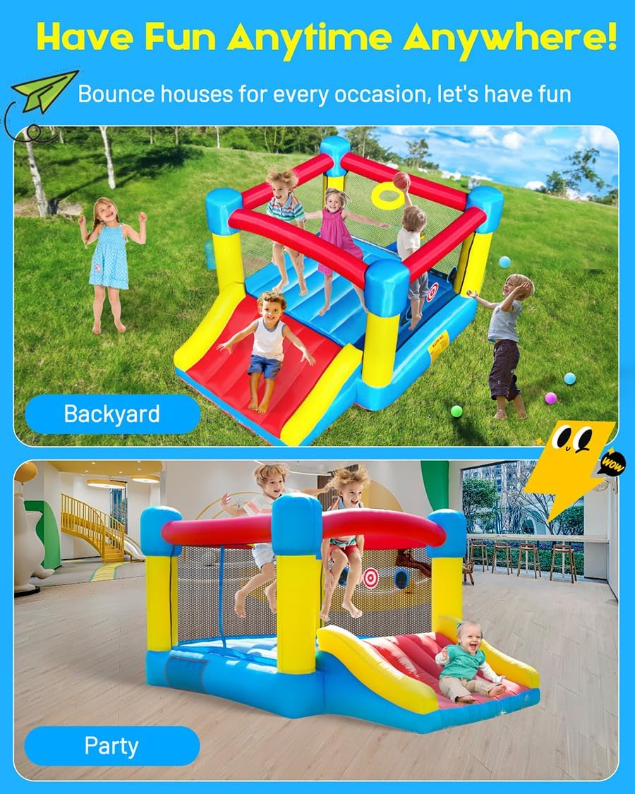 Children’s Inflatable Bounce House with Slide for Indoors and Outdoors
