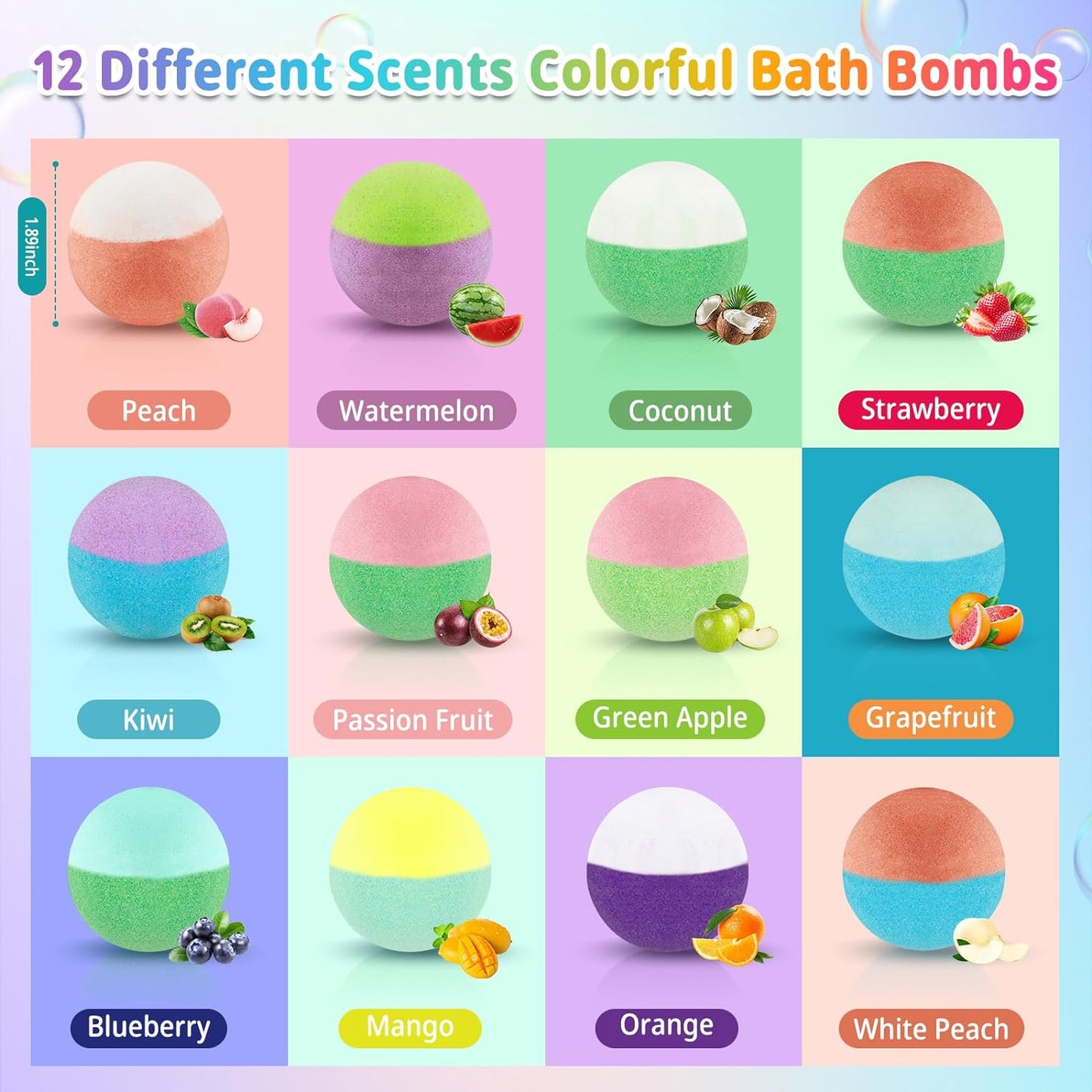 24-Pack Kids Bath Bombs Gift Set for Girls Boys with Surprise Bath Toys Inside