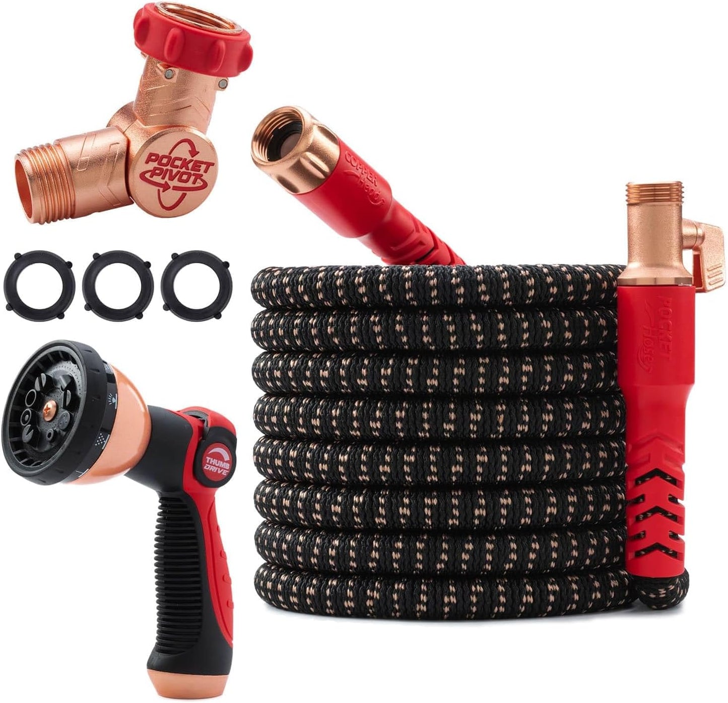 Copper Head Expandable Garden Hose – 360° Swivel, Tri-Tex Tubing, 3X Stronger