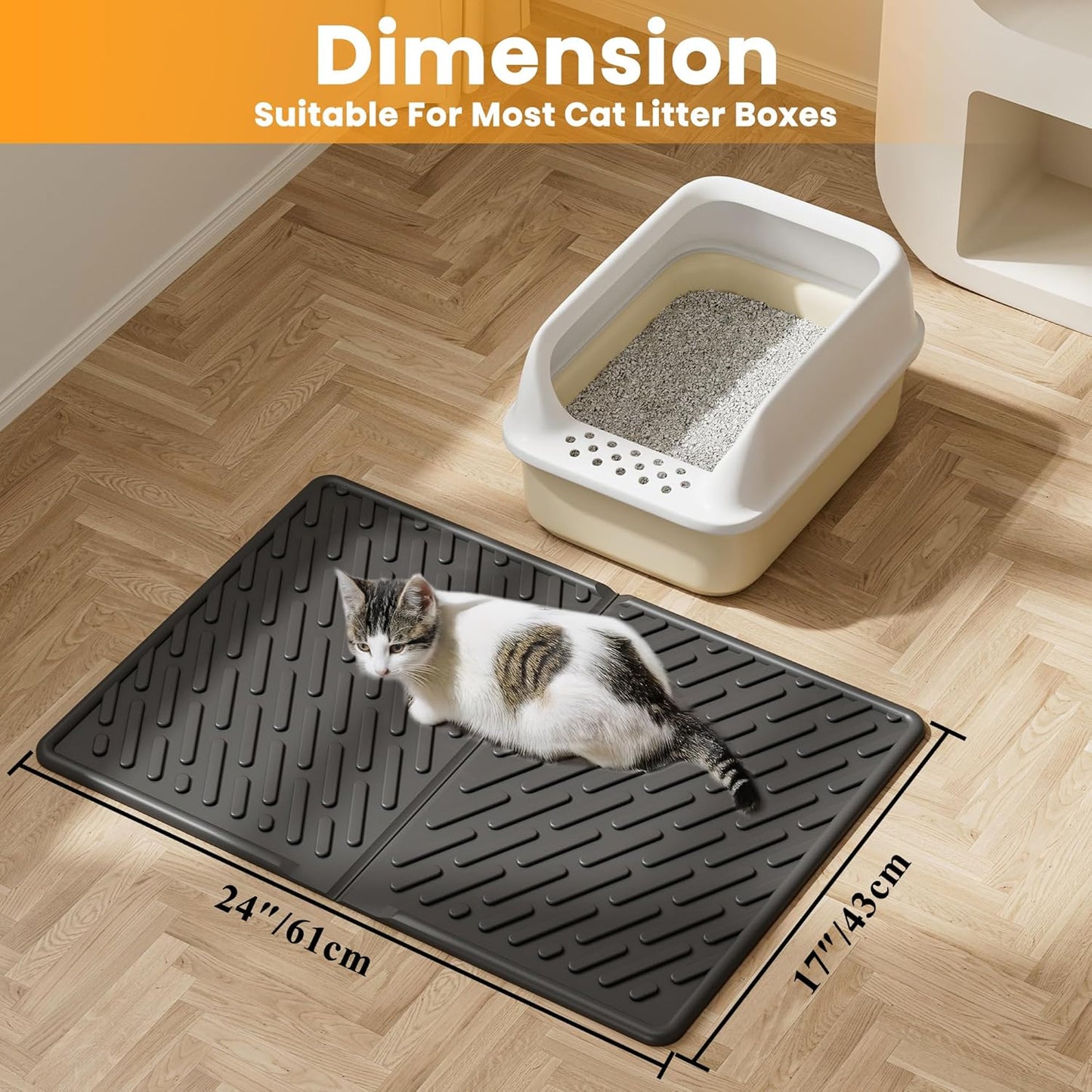Cat Litter Box Mat - Scratch-Resistant, Easy to Clean, Soft on Paws, Waterproof & Urine-Proof