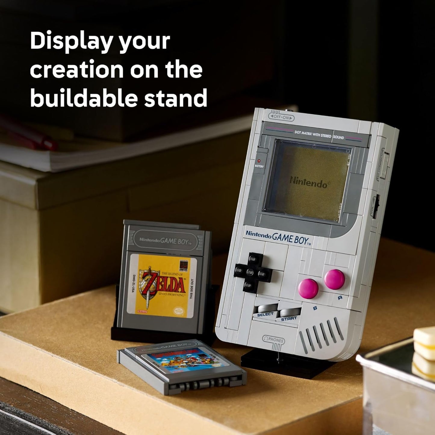 Super Mario Retro Game Boy Building Set – Collectible Model with Display Stand for Adults (18+)