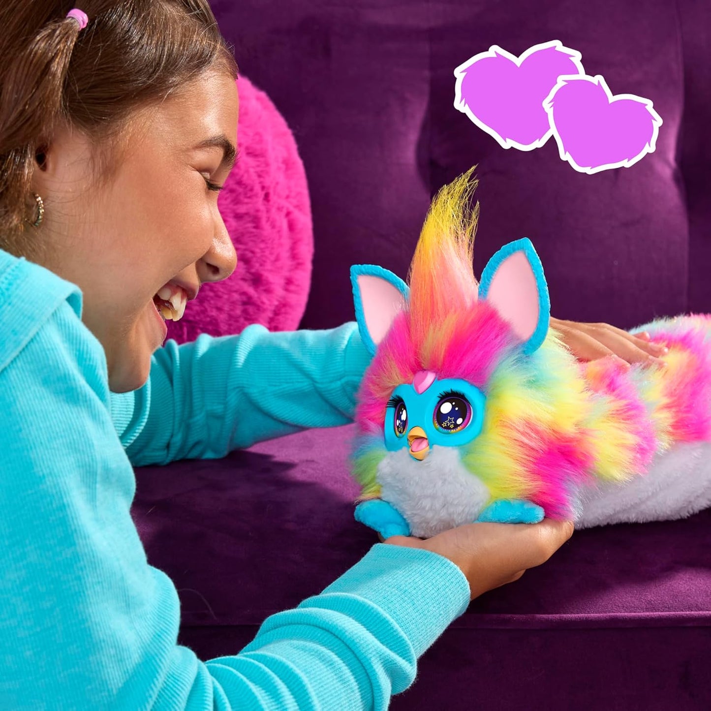 Interactive Rainbow Plush Toy: 32-Inch Snuggly with Music, Lights, Motion & Games - Ages 6+!
