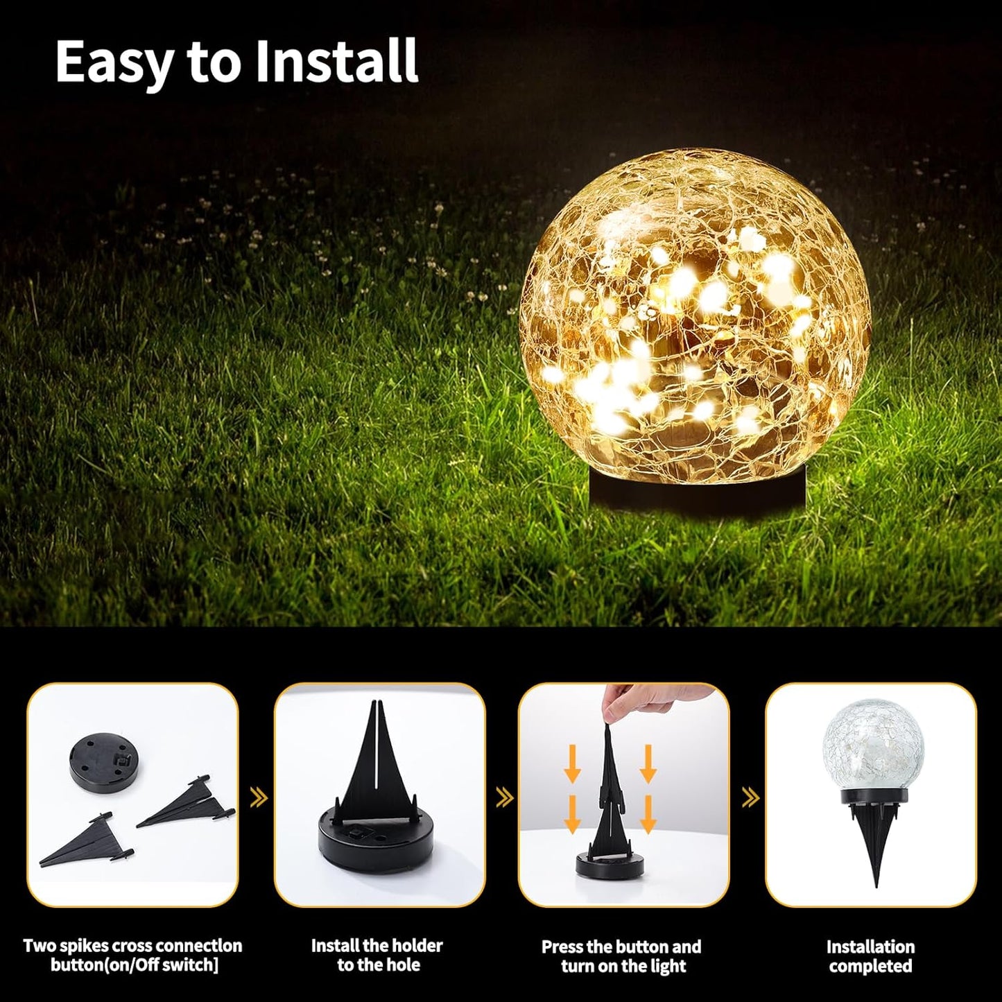 Outdoor Waterproof-Solar Globe Lights for Patio and Yard Lawn Backyard Decor