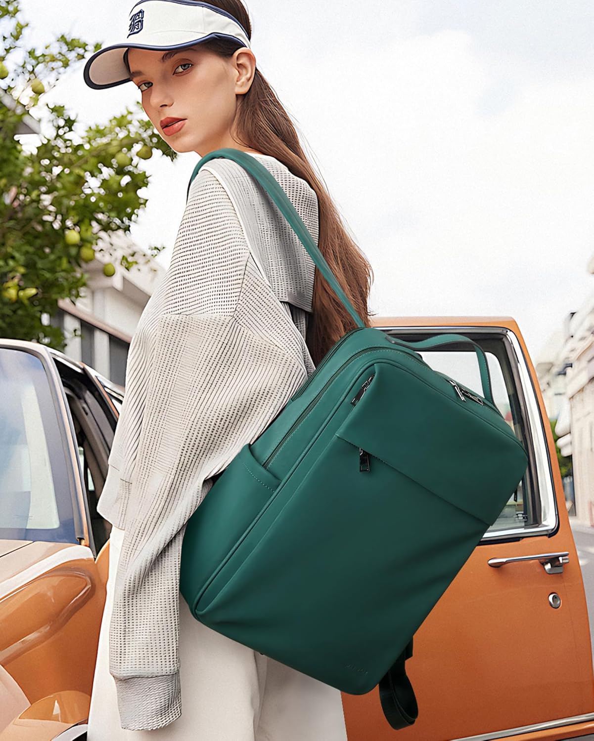 15.6 inch PU Leather Laptop Backpack Purse for Women