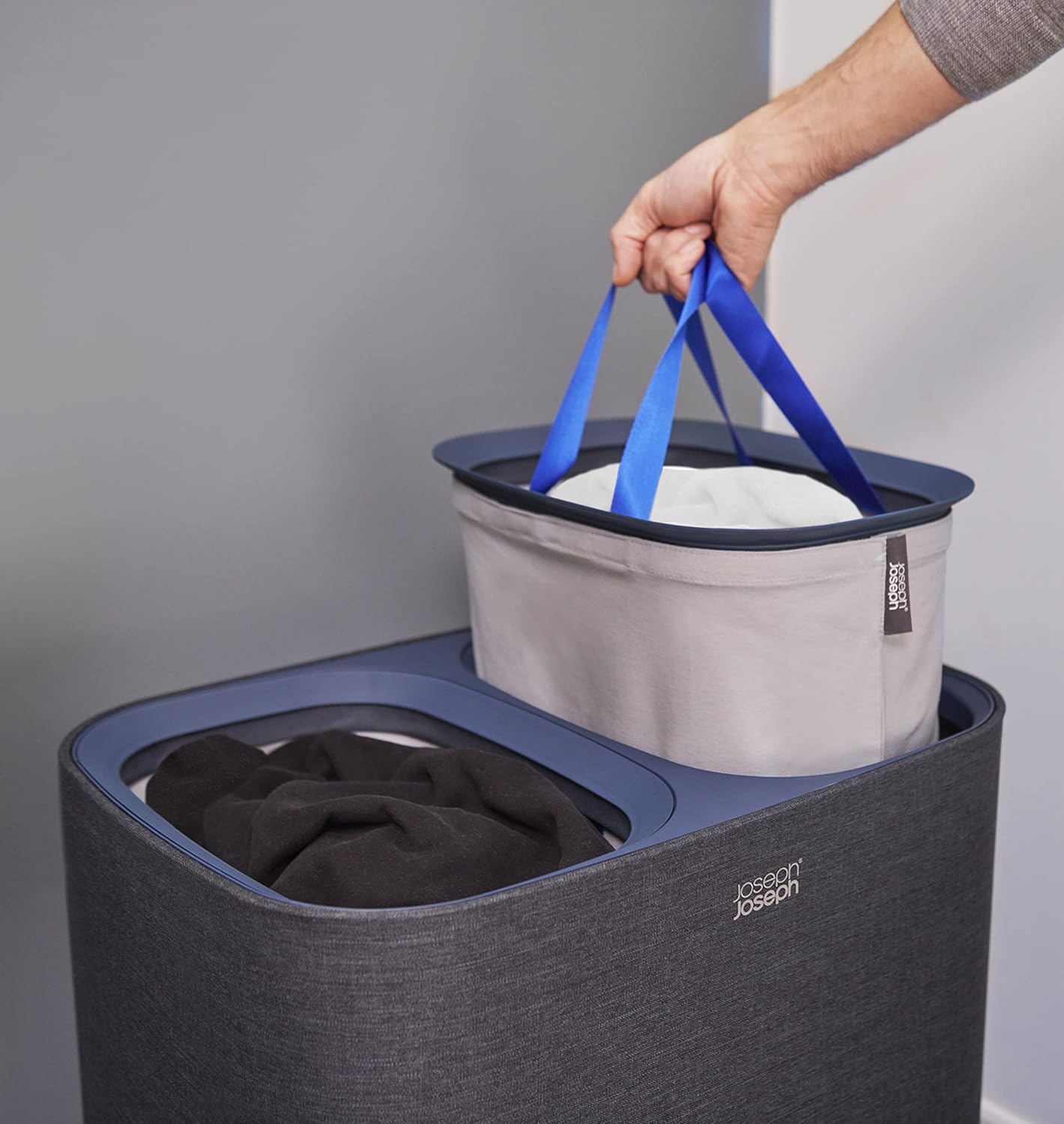 90L Laundry Hamper with Lid and 2 Removable Bags with Handles