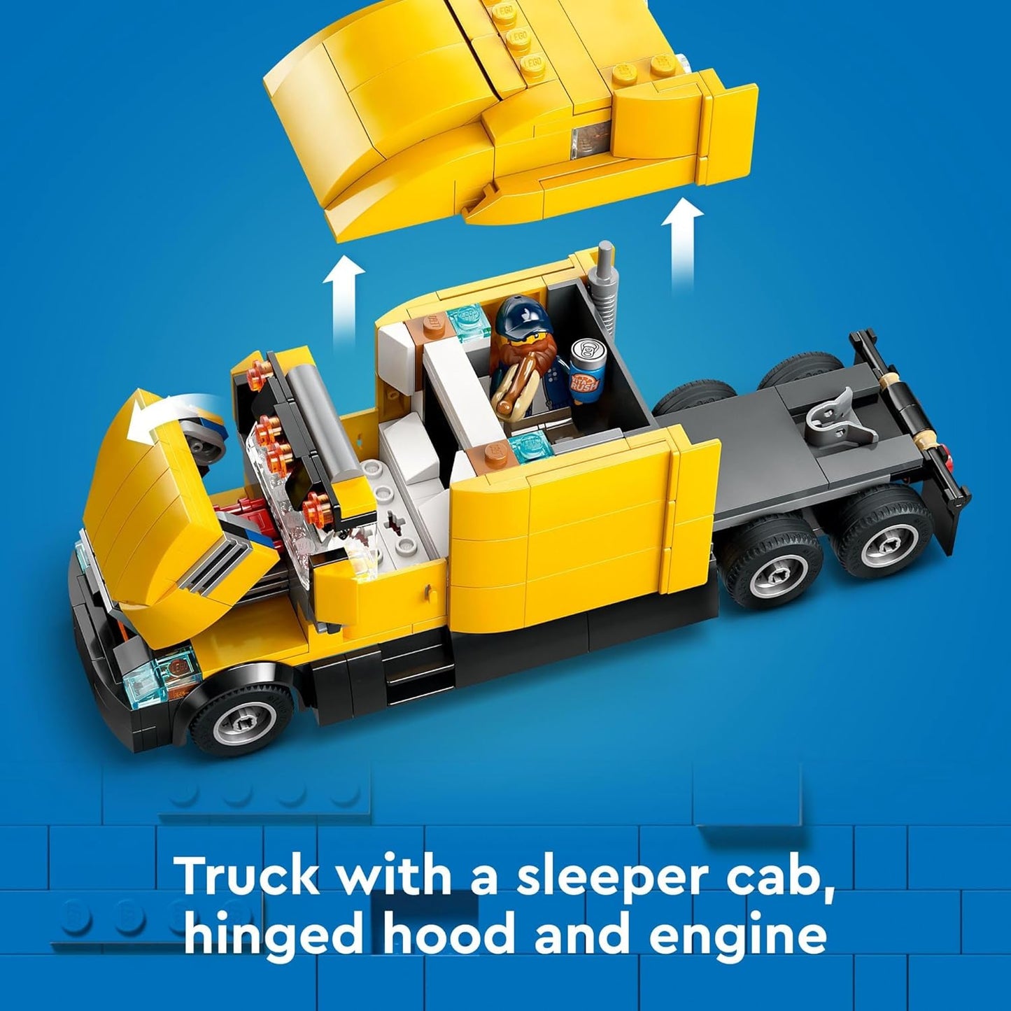 Yellow Delivery Truck Playset with Semitruck, Forklift, and 4 Minifigures - Great Birthday Gift for Kids